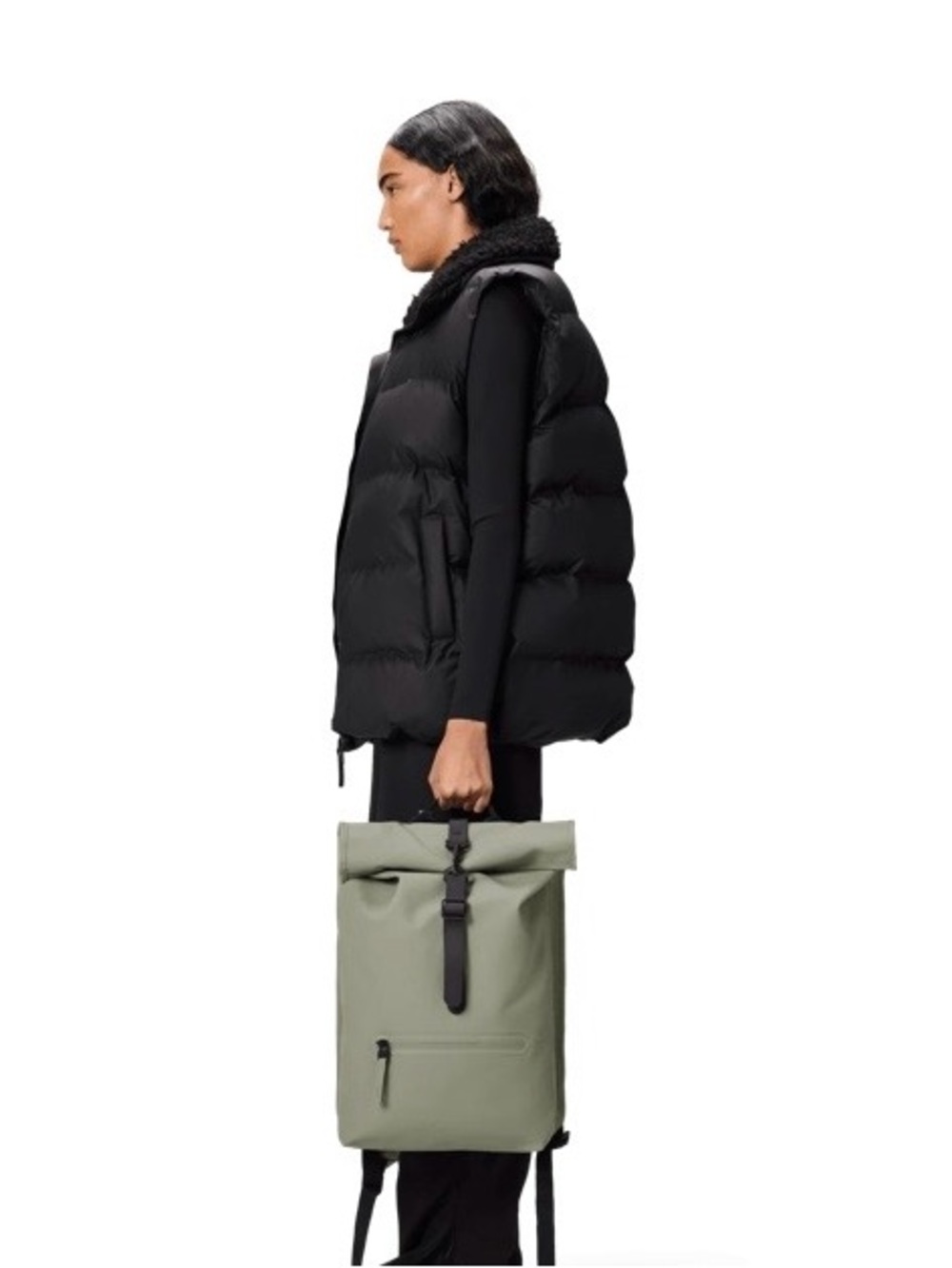 NEW  RAINS Rolltop Rucksack W3 Backpack in Drift - Picture 5 of 9